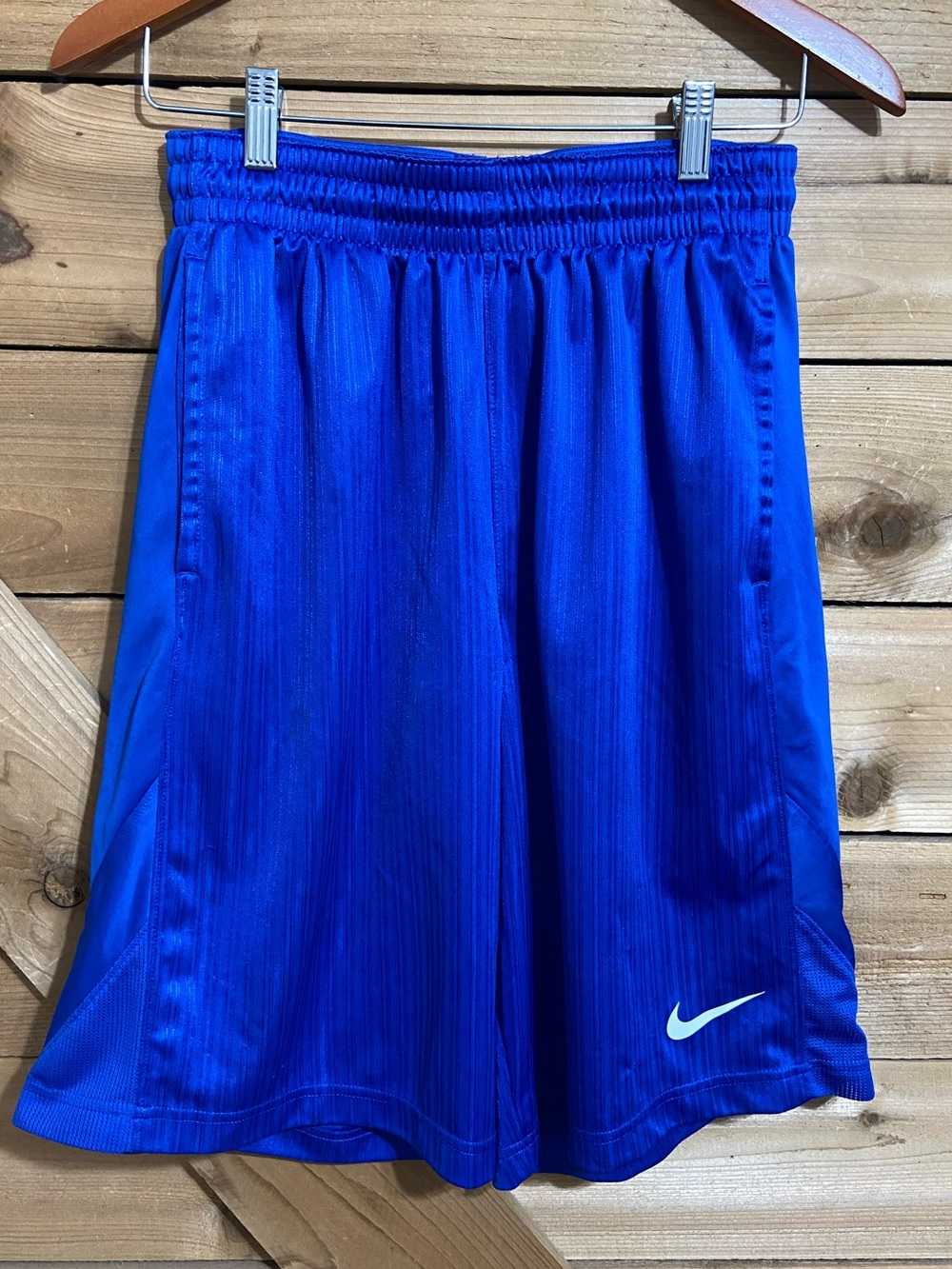 Nike Bright Blue Athletic Shorts with White Swoosh